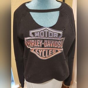 Distressed Harley Davidson sweatshirt